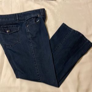 Cute ELLE blue jeans, 5 pockets, wide legs bottoms - (mlb)